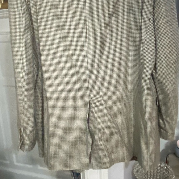 CHAPS Men's 100% Silk Olive Houndstooth Two-Button Blazer Sport Coat Jacket 42L - Picture 7 of 7